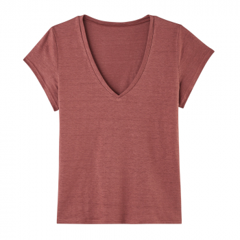 T-shirt col V femme lin 