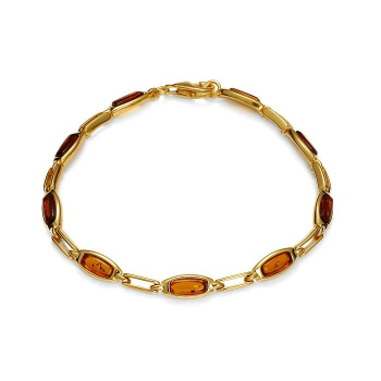 Bracelet en ambre cognac sur vermeil