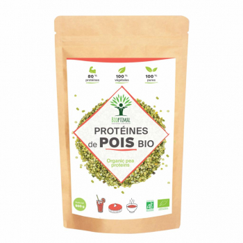 Protéine de Pois Bio - 80% Protéines 12% BCAA - Poudre de Pois Jaune - Conditionné en France - Vegan - Certifié écocert  - 500 g