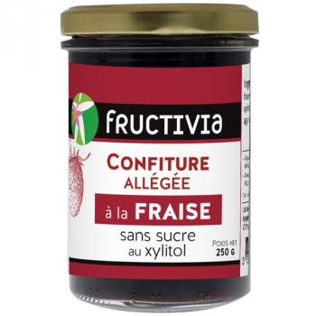 Confiture Fraise , allégée sans sucre , au xylitol - 250 g - Fructivia