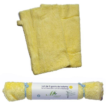 Gants de toilette - Collection Bambou - Lot de 2 - jaune