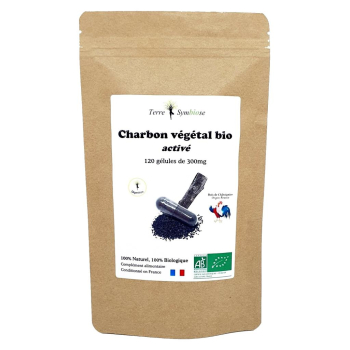 Charbon végétal activé Bio - 120 gélules de 300mg