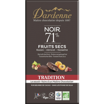 DARDENNE - Tablette Chocolat Noir Fruits Secs Tradition 180g