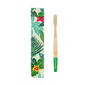 Brosse à dents adulte en bambou "Medium" dans son pochon "Made In France"