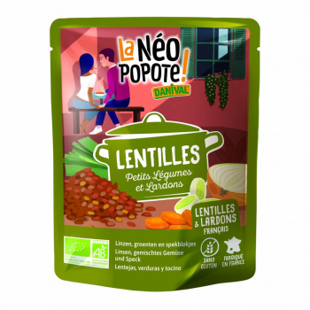 Lentilles petits légumes et lardons 250g bio - Danival