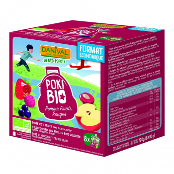 Poki Bio pomme-fruits rouges 8x90g bio - Danival