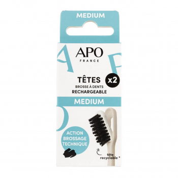 Recharges brosse à dents rechargeable médium x2 - APO