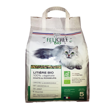 Litière végétale pour chat - granulés de paille de blé 5kg bio - Felichef
