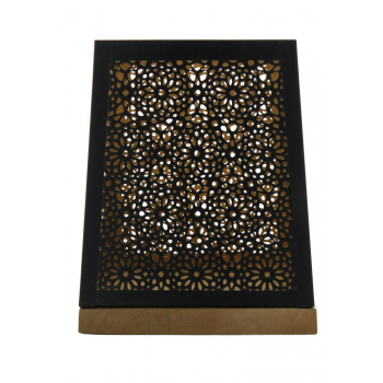 Photophore Carré Base Bois - 18 x 22 cm