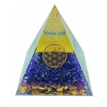 Pyramide Orgonite Améthyste Fleur de vie