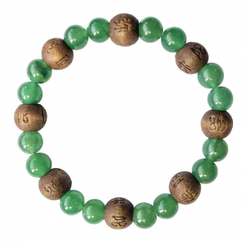 Bracelet Aventurine Verte Perles rondes 8 mm et Perles bois 1 cm