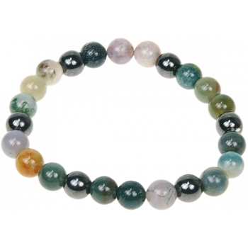 Bracelet Agate Multicolore et Hématite Perles rondes 8 mm