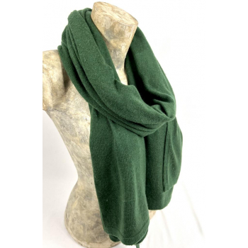 Echarpe vert sapin en jersey (tricoté) en cachemire naturel et éthique du Népal.