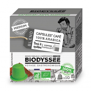 Café en capsule 100% arabica médium. compatible NESPRESSO x10 bio - Biodyssée