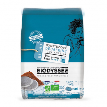 Café en dosette décaféiné 100% arabica doux. compatible SENSEO x36 bio - Biodyssée