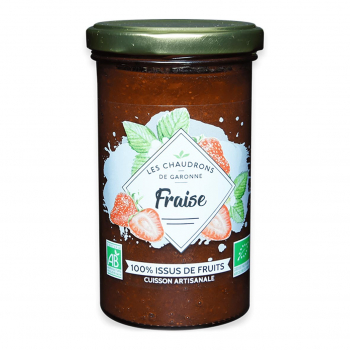 Préparation 100% fruits fraise 275g bio - Les Chaudrons de Garonne