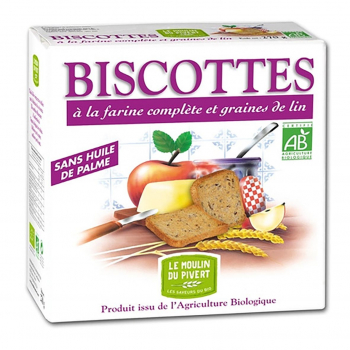 Biscottes à la farine complète & graines de lin bio & vegan