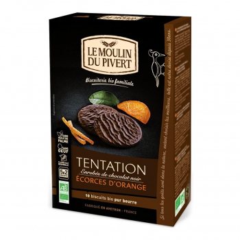 Biscuits Tentation au chocolat noir et écorces d'orange Vegan, bio & équitable
