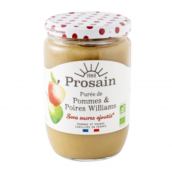 Purée de pommes poire williams sans sucres ajoutés 620g bio - PROSAIN