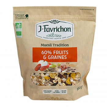 Muesli 60% fruits et graines 500g Bio - Favrichon