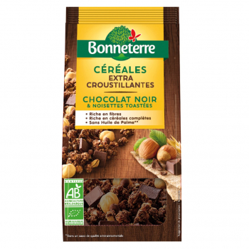 Céréales extra croustillantes chocolat-noisettes 375g bio - Bonneterre