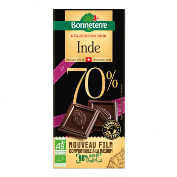 Chocolat dégustation noir Inde 70% 80g bio - Bonneterre