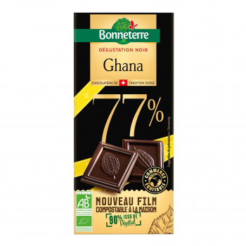 Chocolat dégustation noir Ghana 77% 80g bio - Bonneterre