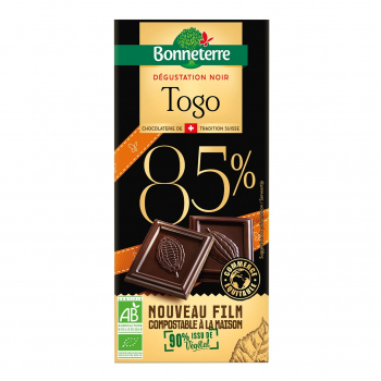 Chocolat dégustation noir Togo 85% 80g bio - Bonneterre