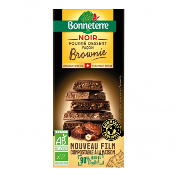 Chocolat noir fourré dessert façon brownie 100g bio - Bonneterre