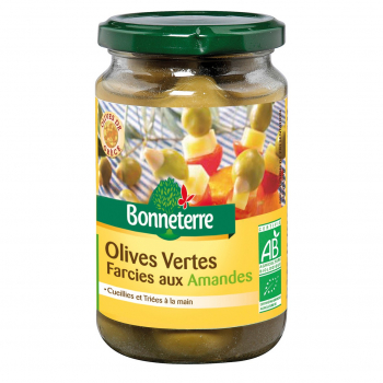 Olives vertes fourrées aux amandes 190g bio - Bonneterre