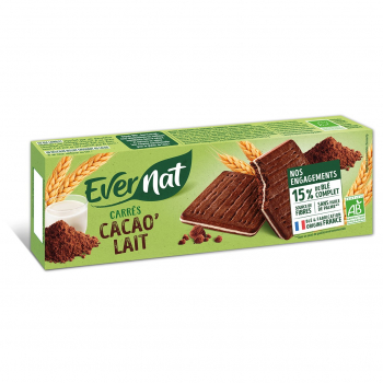 Carrés cacao'lait 150g bio - Evernat