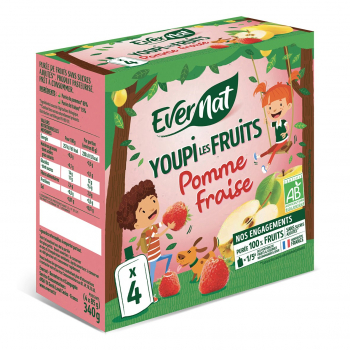 Youpi les fruits ! pomme-fraise 4X85g bio - Evernat