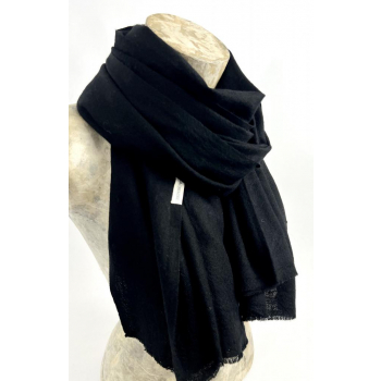 Étole, écharpe noir tissage simple en cachemire naturel et éthique du Népal.