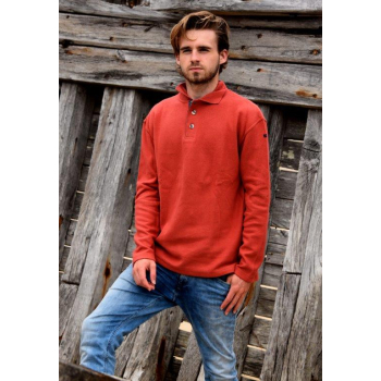 Sweat col Polo coton bio interlock 340g/m² Fabriqué en France