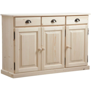 BARCLER - Grand buffet socle – 3 portes 3 tiroirs - Epicéa brut