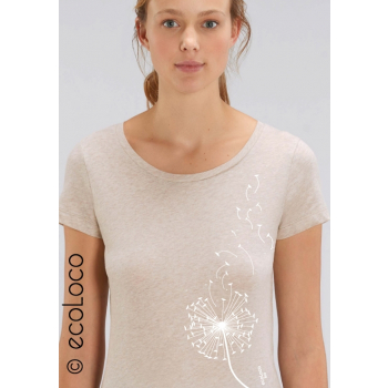 T shirt bio PISSENLIT imprimé en France artisan mode éthique fairwear vegan 