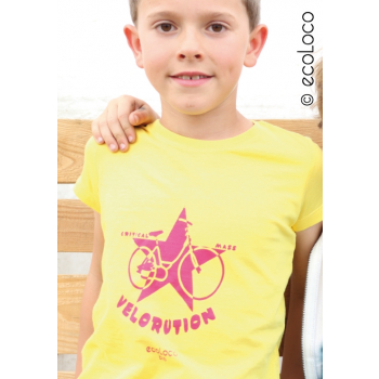 T shirt bio VELORUTION  imprimé en France artisan mode éthique équitable vegan fairwear enfant