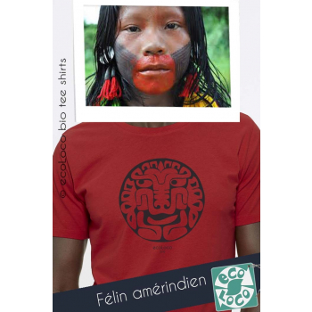 T shirt bio FELIN AMERINDIEN  imprimé en France artisan mode éthique équitable vegan fairwear enfant
