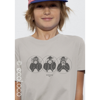 T shirt bio 3 SINGES  imprimé en France artisan mode éthique équitable vegan fairwear enfant