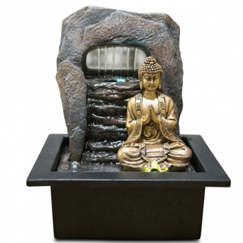 Fontaine d'Intérieur Déco Bouddha Feng Shui Dao avec Eclairage Led
