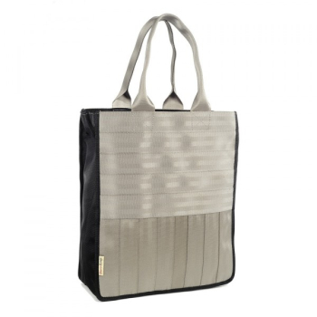 Sac-cabas Véronique gris clair en ceintures de sécurité recyclées
