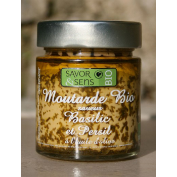 Moutarde Bio au basilic et persil 130 gr