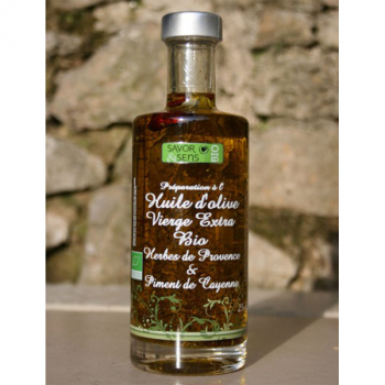 Huile d'olive Bio au piment de Cayenne 25 cl