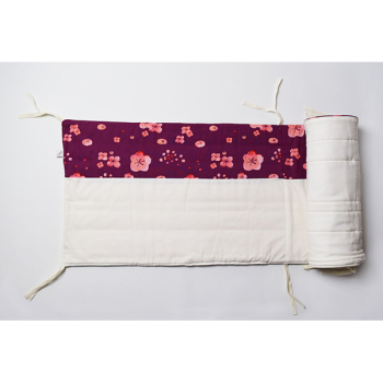 Tour de lit violet fleuri 100 % BIO