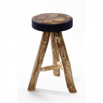Saloon tabouret avec une assise en étiquettes de jeans recyclées - Taille XL