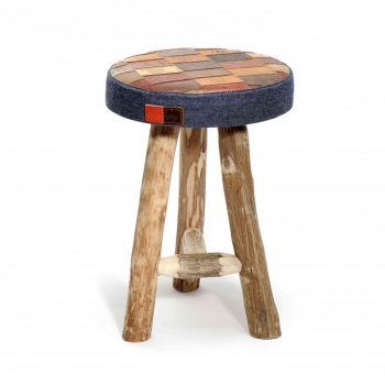 saloon tabouret avec une assise en étiquettes de jeans recyclées - Taille L