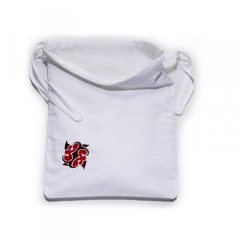 Sac Brodé en coton blanc doublé - Broderie  MarronRouge
