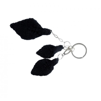Porte-clés  Feuille noire en laine