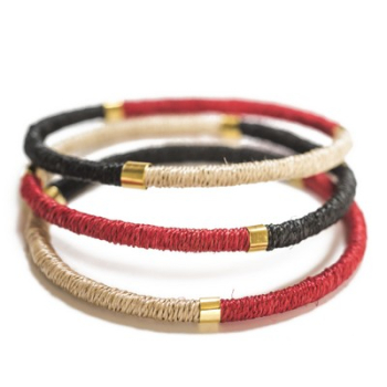 Bracelet sisal Noir, Rouge, Sable