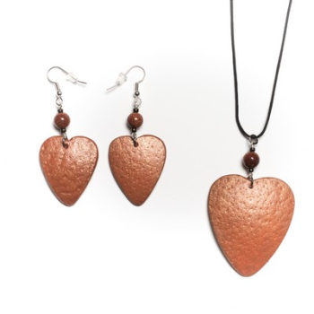 Boucles d'oreilles Autruche Cœurs Orange